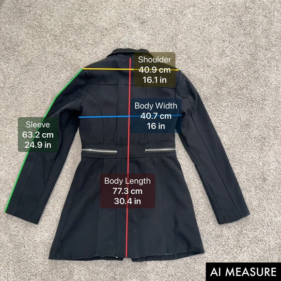 New Look Black Wool Women's Peacoat Coat Jacket Size Medium Curvy Cute - Picture 9 of 9